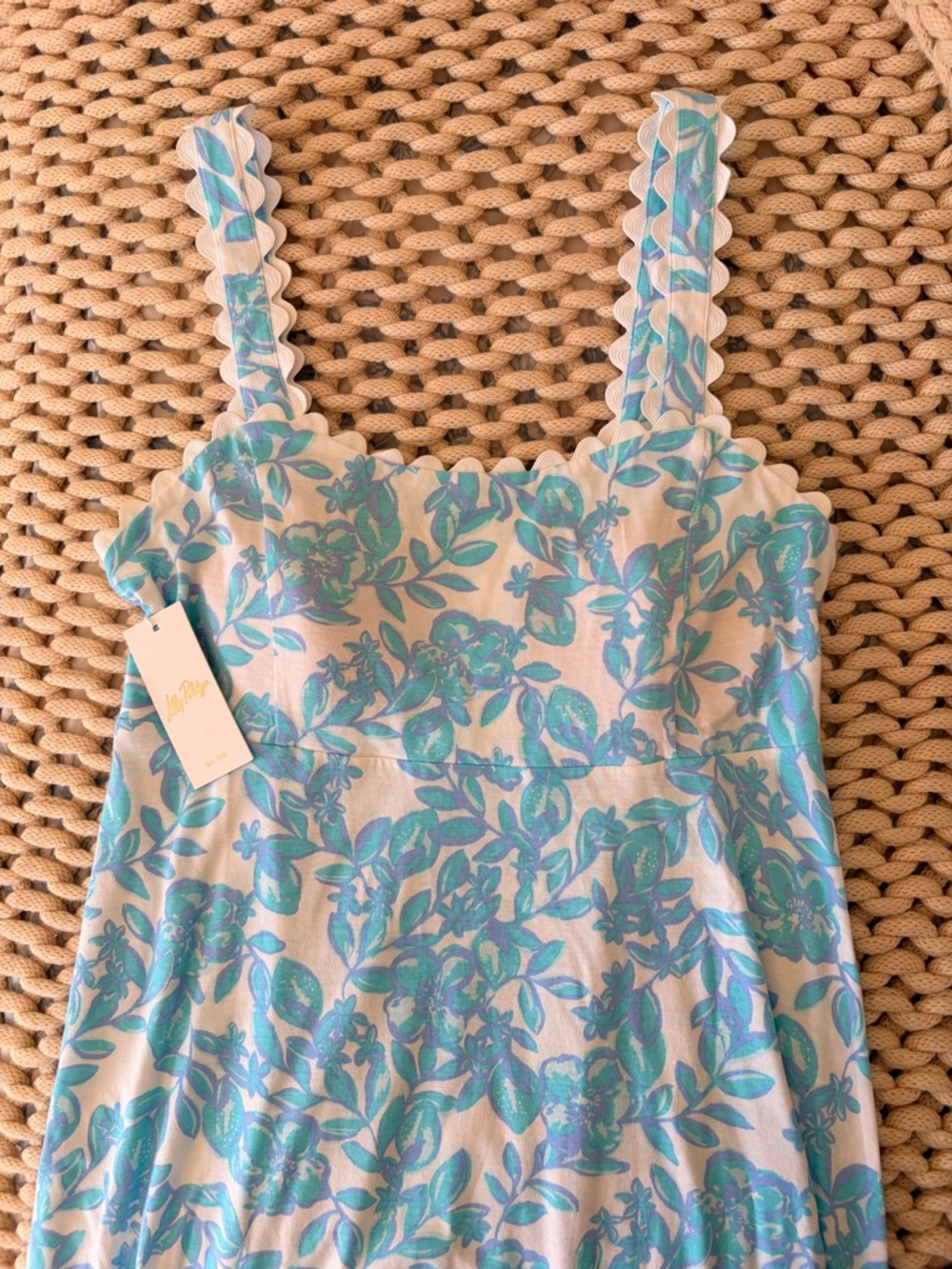 Lilly Pulitzer Cream Maxi Dress with Teal Floral Print